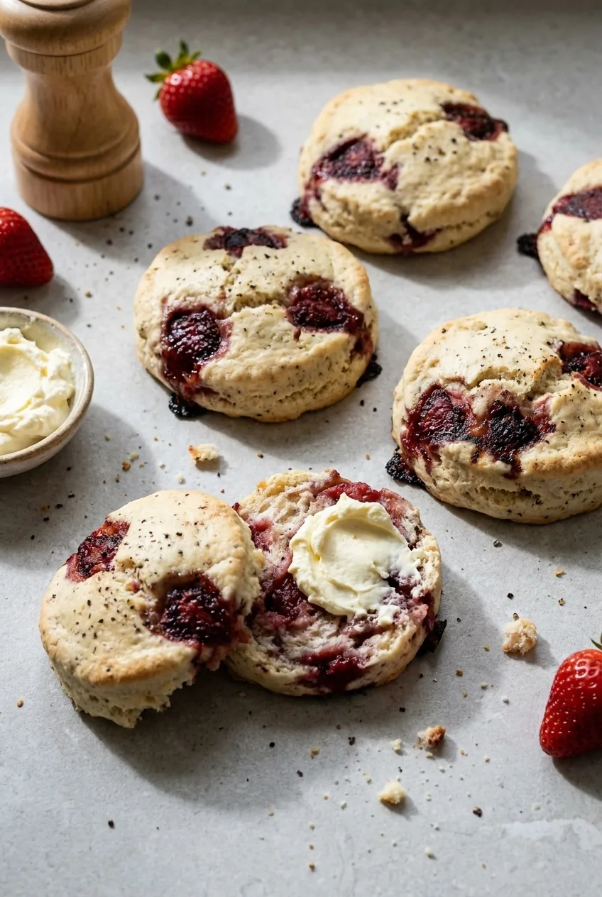 Hairy Bikers Strawberry and Black Pepper Scones